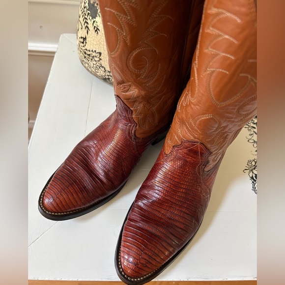 Nocona Men’s Lizard Cowboy Boots size 8 D, Women’s 9.5/10 - Picture 2 of 16